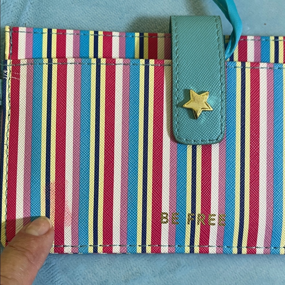 BE FREE Striped Wristlet Wallet – Multicolor with Blue Attached Card Holder - Picture 4 of 14